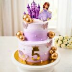 Double Tier Purple Theme Cake