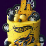Yellow Hot Wheels Theme Cake