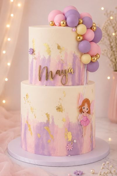 2 tier purple cake_20 portions_450 dhs 2 Tier Purple Cake (20 Portions) - Image 1