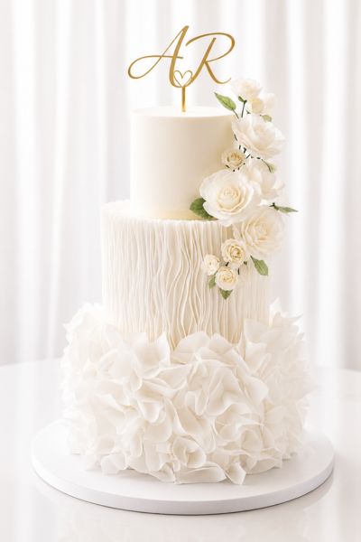 3 tier wedding cake_30 portions_750 dhs 3 Tier Wedding Cake (30 Portions) - Image 1