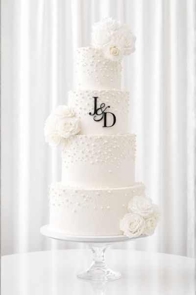 4 tier weddingcake_80 portions_1700 dhs 4 Tier Wedding Cake (80 Portions) - Image 1