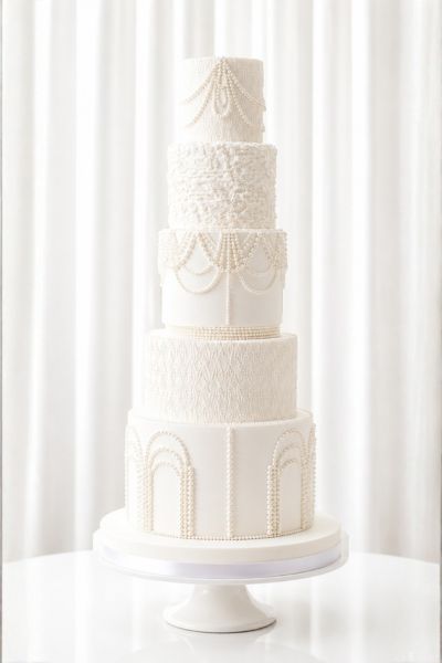 5 tier wedding cake_90 portions_2200 dhs 5 Tier Wedding Cake (90 Portions) - Image 1