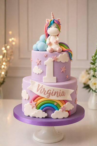 purple rainbow unicorn taira cake_30portion_620dhs Purple Rainbow Unicorn Taira Cake (30 Portions) - Image 1