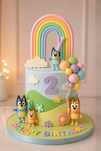 rainbow garden theme cake _20portion_490dhs Rainbow Garden Theme Cake (20 Portions) - Image 1